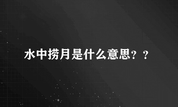 水中捞月是什么意思？？