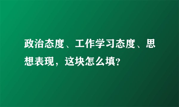 政治态度、工作学习态度、思想表现，这块怎么填？