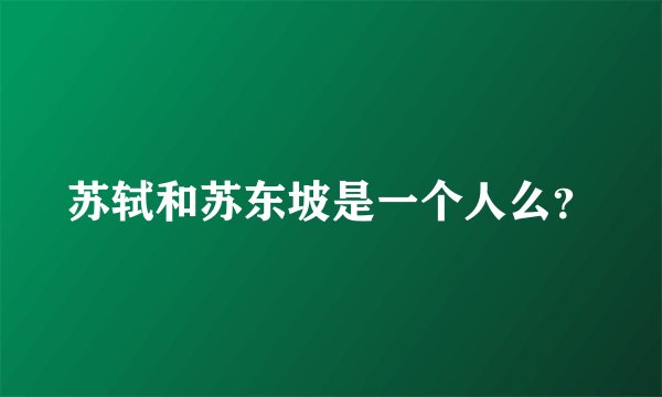 苏轼和苏东坡是一个人么？