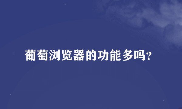 葡萄浏览器的功能多吗？