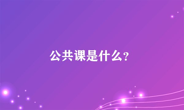 公共课是什么？