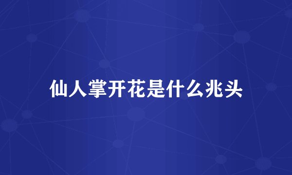 仙人掌开花是什么兆头