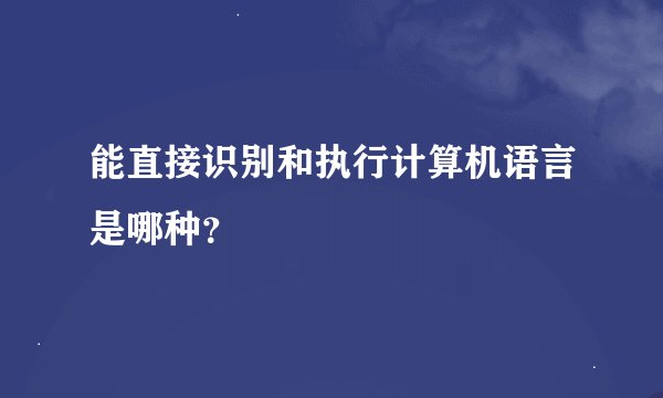 能直接识别和执行计算机语言是哪种？