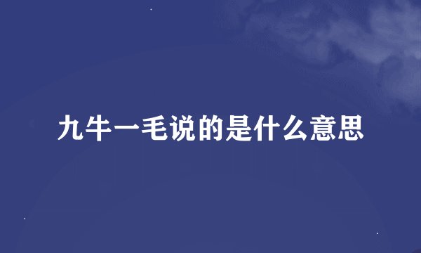 九牛一毛说的是什么意思