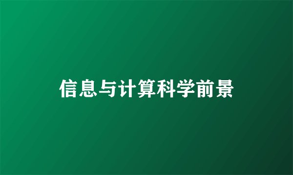 信息与计算科学前景