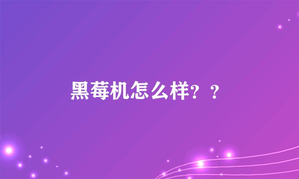 黑莓机怎么样？？