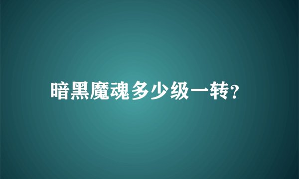 暗黑魔魂多少级一转？