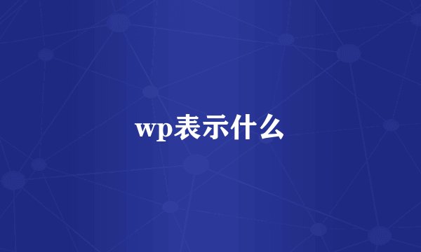 wp表示什么