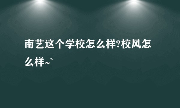 南艺这个学校怎么样?校风怎么样~`