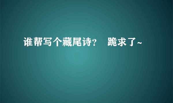 谁帮写个藏尾诗? 跪求了~