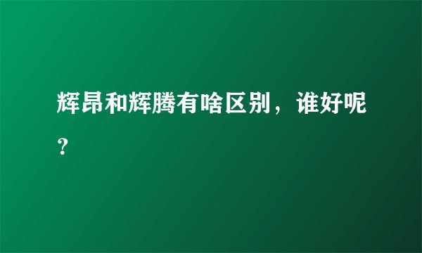 辉昂和辉腾有啥区别，谁好呢？