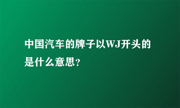 中国汽车的牌子以WJ开头的是什么意思？