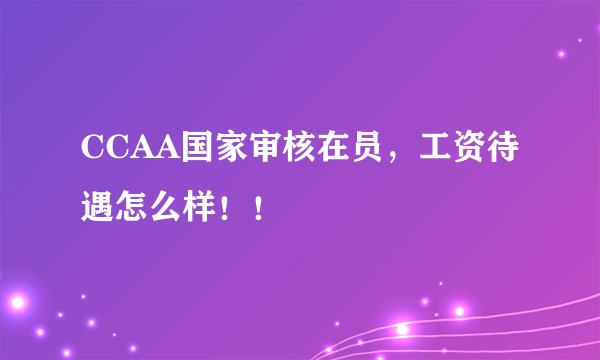 CCAA国家审核在员，工资待遇怎么样！！