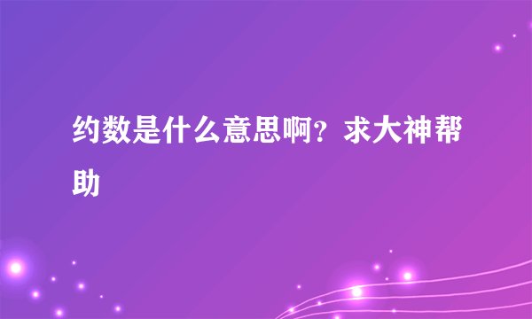 约数是什么意思啊？求大神帮助