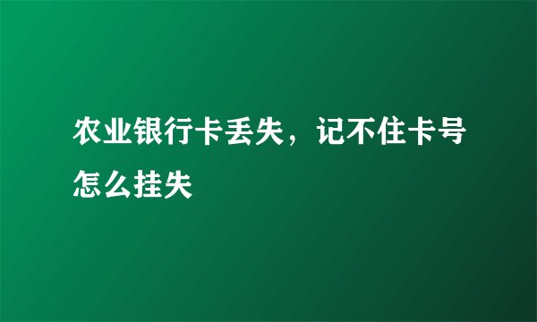 农业银行卡丢失，记不住卡号怎么挂失