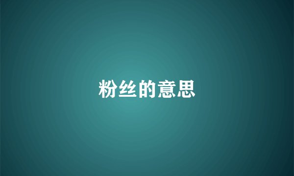 粉丝的意思