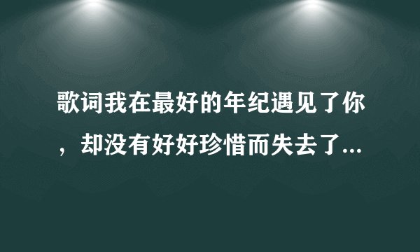 歌词我在最好的年纪遇见了你，却没有好好珍惜而失去了你。后来的我们没有走到一起，什么歌名