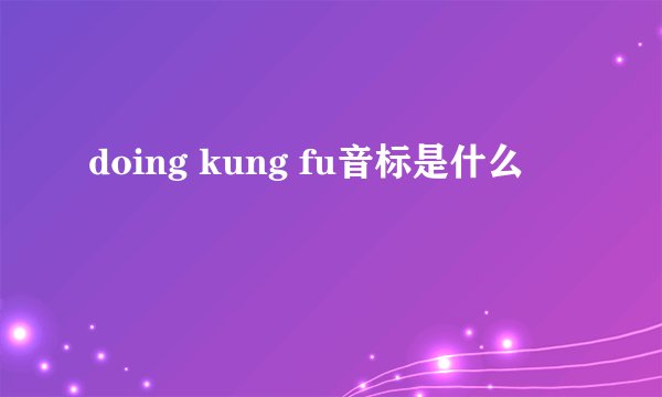 doing kung fu音标是什么