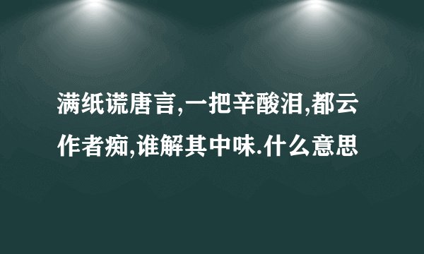 满纸谎唐言,一把辛酸泪,都云作者痴,谁解其中味.什么意思
