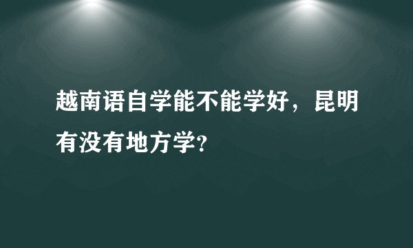 越南语自学能不能学好，昆明有没有地方学？
