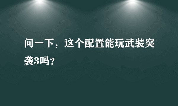 问一下，这个配置能玩武装突袭3吗？