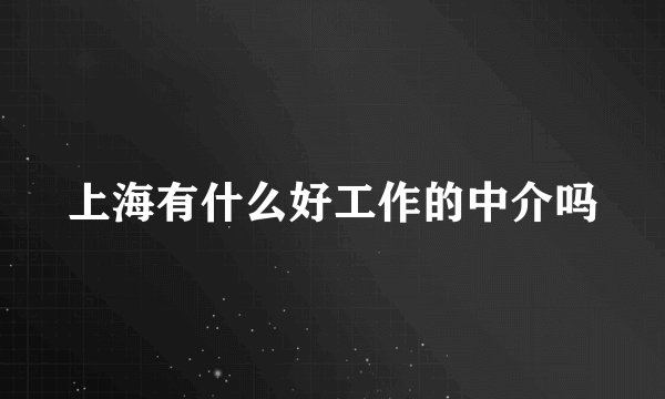 上海有什么好工作的中介吗