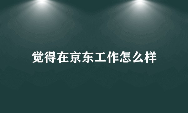 觉得在京东工作怎么样