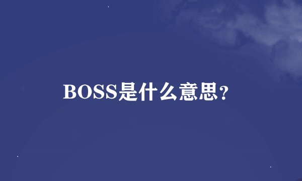 BOSS是什么意思？
