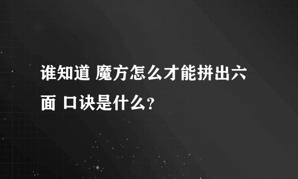 谁知道 魔方怎么才能拼出六面 口诀是什么？