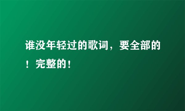 谁没年轻过的歌词,要全部的!完整的!
