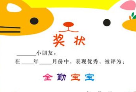 幼儿园奖状名称有什么?