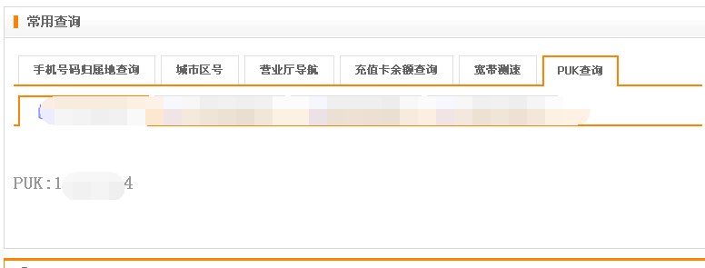 中国电信卡puk码查询