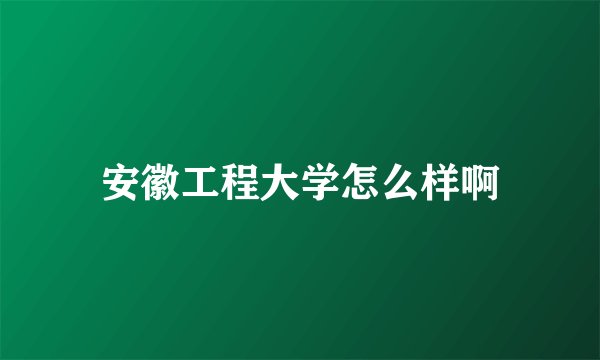 安徽工程大学怎么样啊