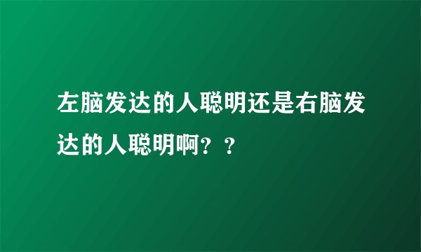 左脑发达的人聪明还是右脑发达的人聪明啊？？