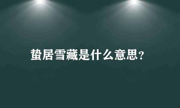 蛰居雪藏是什么意思？