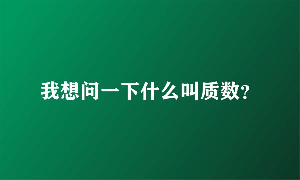 我想问一下什么叫质数？