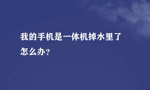 我的手机是一体机掉水里了 怎么办？