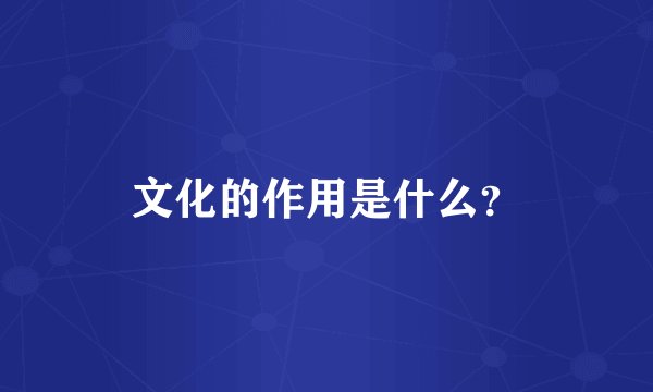 文化的作用是什么？