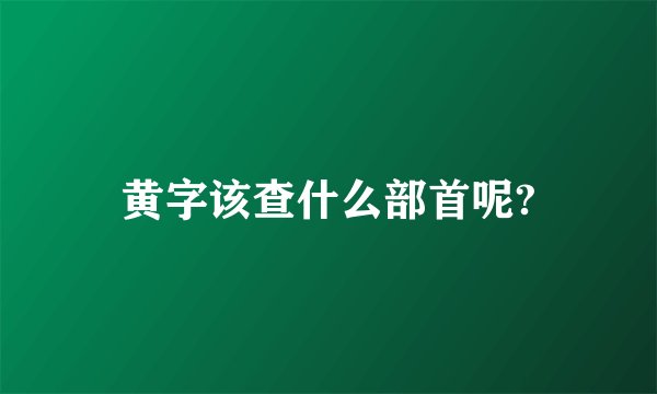 黄字该查什么部首呢?