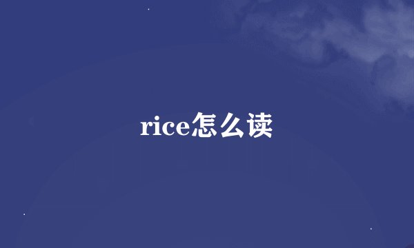 rice怎么读