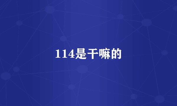 114是干嘛的