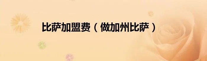 比萨加盟费（做加州比萨）