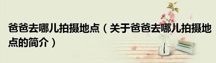 爸爸去哪儿拍摄地点（关于爸爸去哪儿拍摄地点的简介）