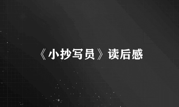 《小抄写员》读后感