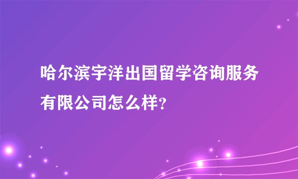 哈尔滨宇洋出国留学咨询服务有限公司怎么样？