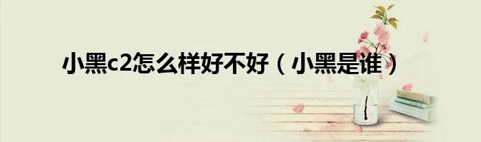 小黑c2怎么样好不好(小黑是谁)
