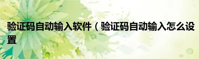 验证码自动输入软件（验证码自动输入怎么设置