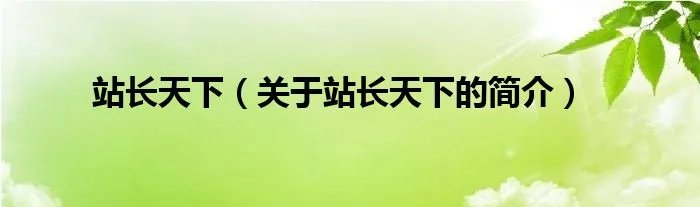 站长天下（关于站长天下的简介）