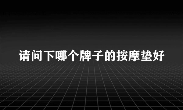 请问下哪个牌子的按摩垫好