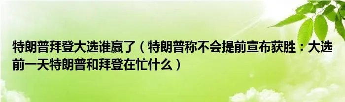 特朗普拜登大选谁赢了（特朗普称不会提前宣布获胜：大选前一天特朗普和拜登在忙什么）